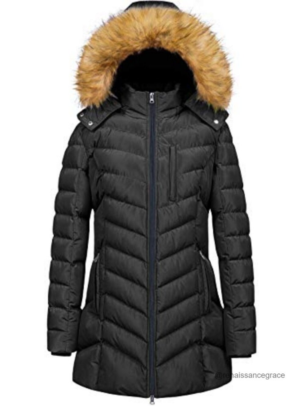 Waterproof Hooded Long Puffer Jacket Warm Winter Coat Faux Fur Parka